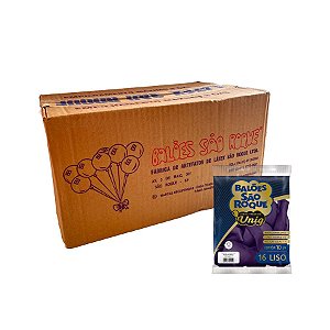 Balão Premium Uniq 16''40cm - Roxo Purple - Caixa com 25 pacotes - 250 unidades - Atacado São Roque - Rizzo