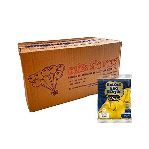 Balão Premium Uniq 16''40cm - Amarelo Citrus - Caixa com 25 pacotes - 250 unidades - Atacado São Roque - Rizzo