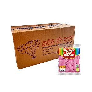 Balão de Festa Látex Liso 11'' - Rosa Baby - Caixa com 25 pacotes - 1250 unidades - Atacado São Roque - Rizzo