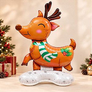 Balão Metalizado Rena de Natal 47" 120cm - 1 unidade - Rizzo Balões e festas