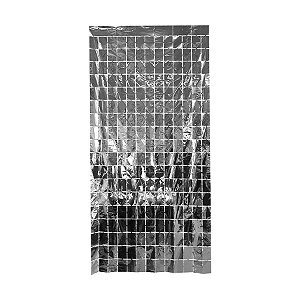Cortina Decorativa Painel Mágico 1x2m - Retângulos - Prata - Art Lille - Rizzo