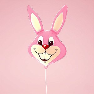 Balão de Festa Metalizado HSG 85cm - Coelho Rosa Baby - 1 unidade - Rizzo