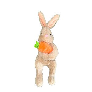 Coelho de Pelúcia Abraçando Cenoura - Bege - 39cm - 1 unidade - Rizzo