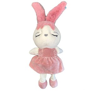 Coelha de Pelúcia com Vestido e Orelhas Rose - 36cm - 1 unidade - Rizzo