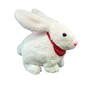 Coelho de Pelúcia Branco com Som em Movimento - 24cm - 1 unidade - Rizzo