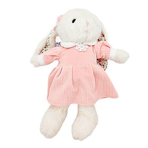 Coelha de Pelúcia Vestido - Rosa - 30cm - 1 unidade - Cromus - Rizzo