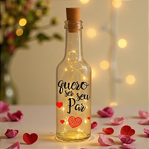 Garrafa de Vidro Long Neck com Rolha LED - Seu Par - 1 unidade - Rizzo