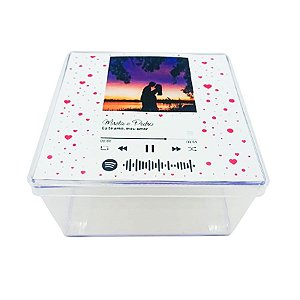Caixa Acrílica com Foto e Música Spotify - 14x14cm - 1 unidade - Rizzo Personalize