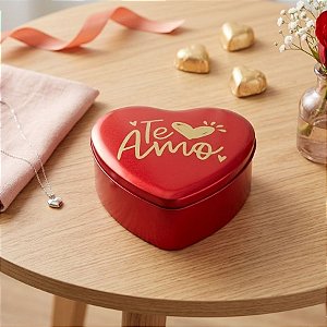Lata Coração Personalizada - Te Amo - 9,2x8,5x4,5cm - 1 unidade - Rizzo