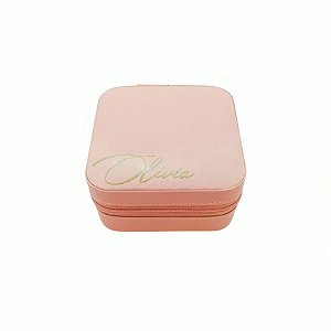 Mini Porta Joias Personalizado - Nome Elegante - Rosa Claro - 1 unidade - Rizzo