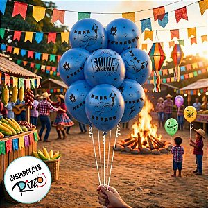 Balão Especial 9" Azul - Festa Junina - 25 unidades - FestColor - Rizzo