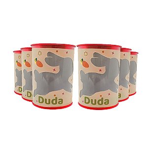 Tubo Lata com Visor Coelhinho 8,5x6,3cm - Vermelho - 6 unidades - Rizzo Personalizado