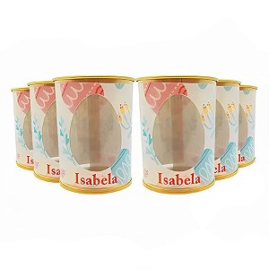 Tubo Lata com Visor Ovo de Páscoa 8,5x6,3cm - Ouro - 6 unidades - Rizzo Personalizado