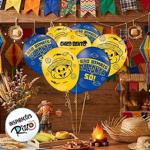 Balão De Festa Decorado 9" 23cm - Chico Bento - 25 unidades - FestColor - Rizzo