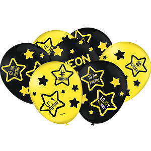 Balão Preto e Amarelo Festa Neon - 25 unidades - Festcolor Festas - Rizzo Embalagens