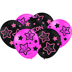Balão Preto e Pink Festa Neon - 25 unidades - Festcolor