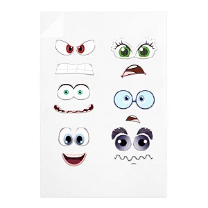 Folha com Adesivos DTF (UV) - Sentimentos - Caretas - 1 unidade - Rizzo Personalize
