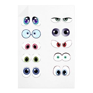 Folha com Adesivos DTF (UV) - Sentimentos - Olhos - 1 unidade - Rizzo Personalize