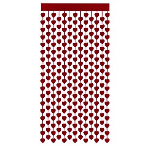 Cortina Decorativa Painel Mágico - Corações Vermelho Metalizado - 1x2m - 1 unidade - Rizzo
