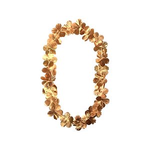 Colar Havaiano Flor Simples - Dourado - 35cm - 1 unidade - Rizzo