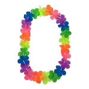 Colar Havaiano Flor Simples - Neon - 35cm - 1 unidade - Rizzo