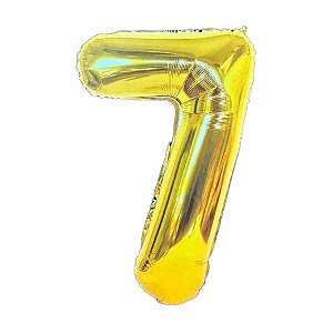 Balão de Festa Metalizado 55" 1,40cm - N°7 - Dourado  - 1 unidade - Rizzo