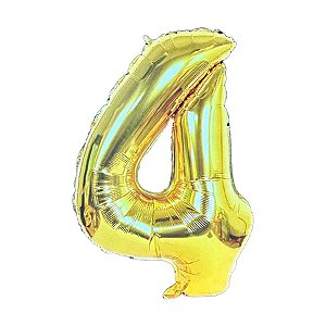 Balão de Festa Metalizado 55" 1,40cm - N°4 - Dourado  - 1 unidade - Rizzo