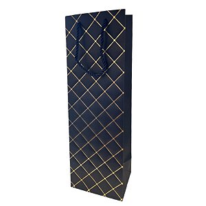 Sacola de Papel para Bebida Almofadada - Azul - 36x12x9cm - 1 unidade - Rizzo