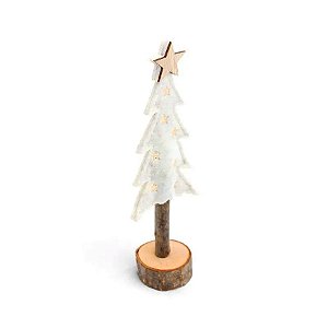 Árvore Decorativa Natalina de Madeira e Feltro - Branco/Dourado - 21cm  - 1 unidade - Cromus - Rizzo