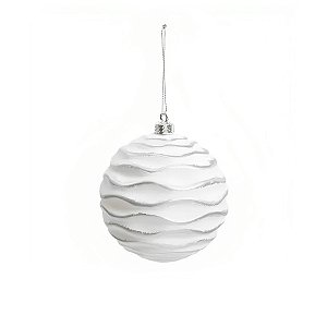 Bola de Natal Decorada - Branca e Prata - 10cm - 4 unidades - Cromus - Rizzo