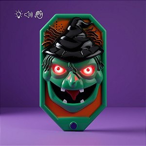 Enfeite Decorativo Halloween - Campainha Bruxa Verde - Som, Luz e Movimento - 1 unidade - Cromus - Rizzo