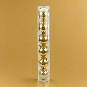 Bola de Natal em Tubo - Perolado Ouro - 5cm - 6 unidades - Cromus - Rizzo