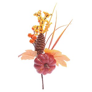 Enfeite de Halloween - Galho de Abóbora e Pinha - 24cm - 1 unidade - Cromus - Rizzo