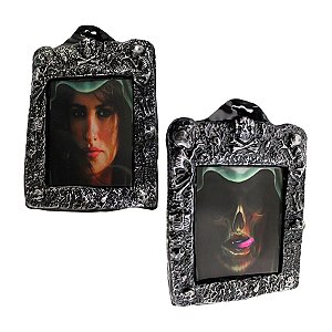 Enfeite Decorativo de Halloween - Quadro Holográfico Caveira Morte - 1 unidade - Rizzo