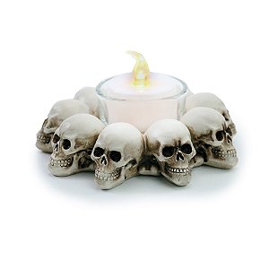 Enfeite Decorativo Halloween - Castiçal Caveiras - 10cm - 1 unidade - Cromus - Rizzo