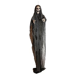 Enfeite Decorativo Halloween - Caveira Dona Morte Caleb - 345cm - Luz e Som - 1 unidade - Cromus - Rizzo