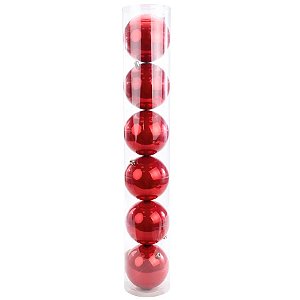 Bola de Natal em Tubo - Vermelho Perolado - 10cm - 6 unidades - Cromus - Rizzo