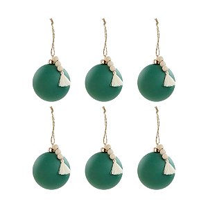Bola de Natal Lisa - Verde Pistache - 8cm  - 6 unidades - Cromus - Rizzo