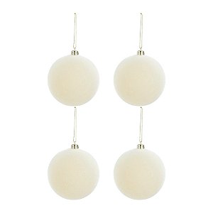 Bolas de Natal Veludo - Creme - 10cm  - 4 unidades - Cromus - Rizzo