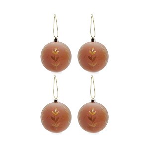 Bolas de Natal Ramos - Marrom - 10cm  - 4 unidades - Cromus - Rizzo