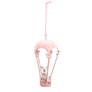 Enfeites de Pendurar de Metal Balão com Coelho de Páscoa Rosa - 9x15x9cm - 1 unidade - Cromus - Rizzo