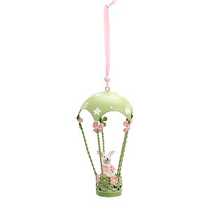 Enfeites de Pendurar de Metal Balão com Coelho de Páscoa Verde - 9x15x9cm - 1 unidade - Cromus - Rizzo
