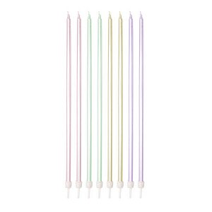 Vela Palito Gigante Metalizada Candy Color Sortida - 8 unidades - Rizzo
