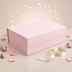 Caixa de Papel Rígido Retangular Rosa Bebê com Ímã - 1 unidade - Cromus - Rizzo