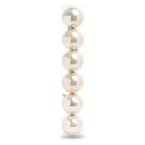 Bolas de Natal em Tubo - Champagne - 10cm - 6 unidades - Cromus - Rizzo