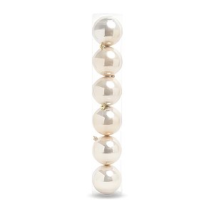 Bolas de Natal em Tubo - Champagne - 8cm - 6 unidades - Cromus - Rizzo