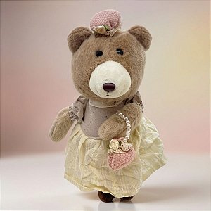 Urso de Pelúcia Retrô - Vestido - 28cm - 1 unidade - Rizzo