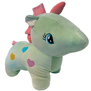 Unicórnio de Pelúcia - Olhos Grandes - Verde Água - 43x46cm - 1 unidade - Rizzo