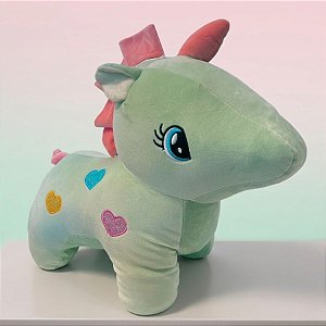 Unicórnio de Pelúcia - Olhos Grandes - Verde Água - 43x46cm - 1 unidade - Rizzo