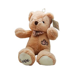 Urso de Pelúcia com Gravata e Corações - 37cm - 1 unidade - Rizzo